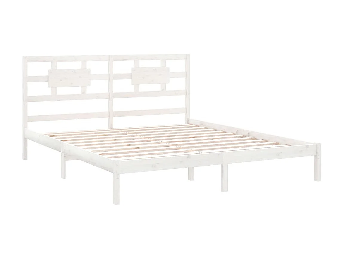 Lit-180x200 cm Blanc Bois massif Super King EGGB24304