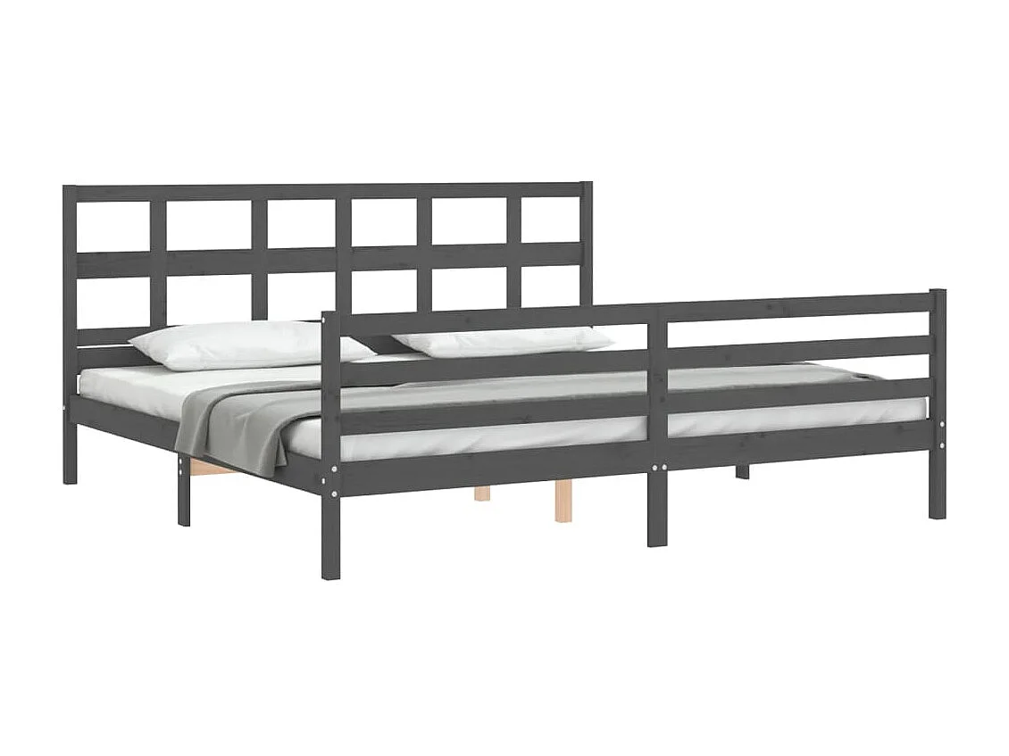 Lit-200x200 cm avec tête de lit gris bois massif EGGB92490