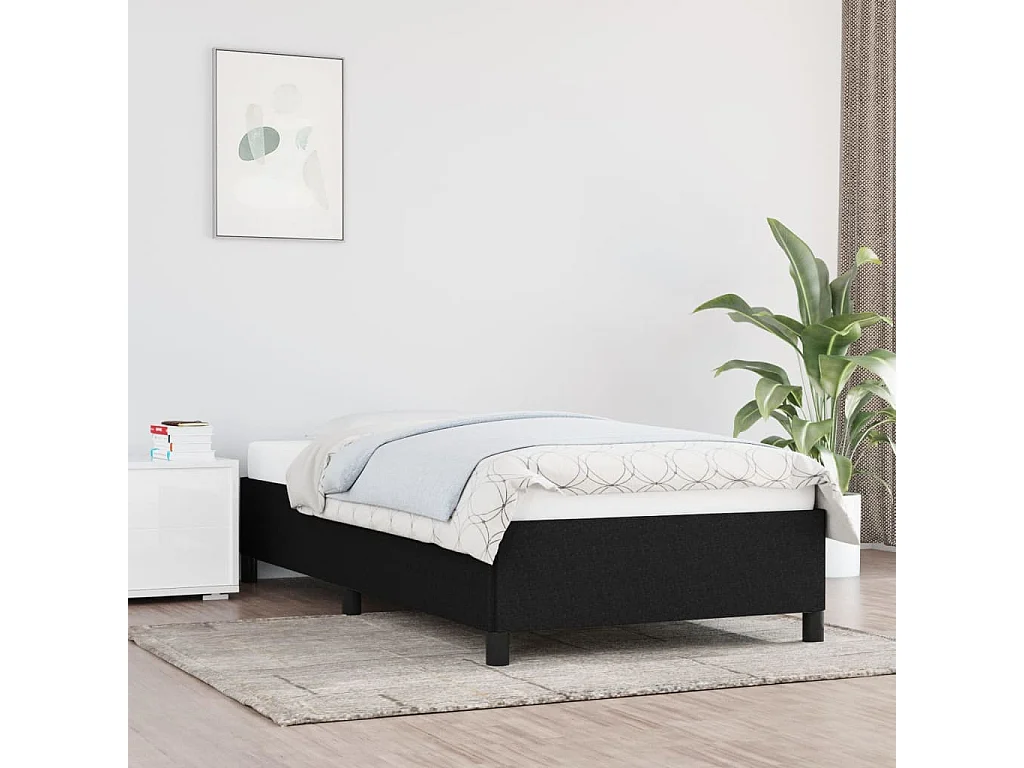 Cama 90x200 cm tecido preto PT918410