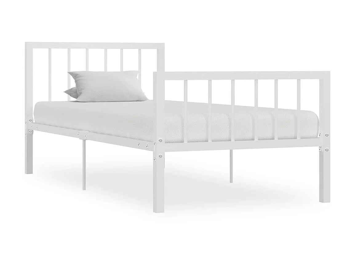 Lit-90x200 cm Blanc Métal EGGB37443