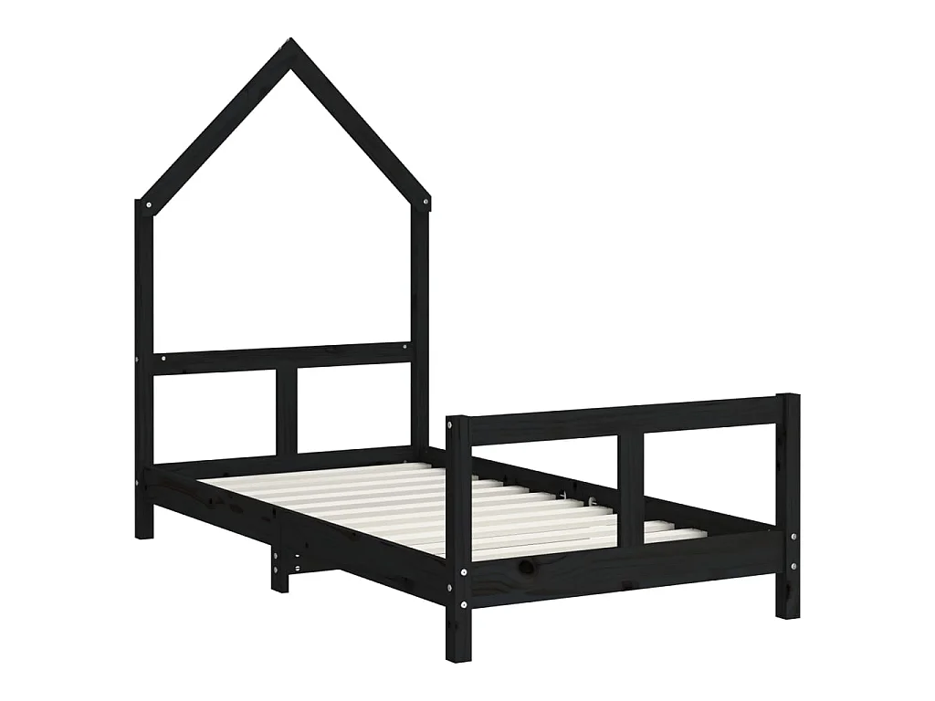 Cama infantil 80x160 cm pinho maciço preto PT284956