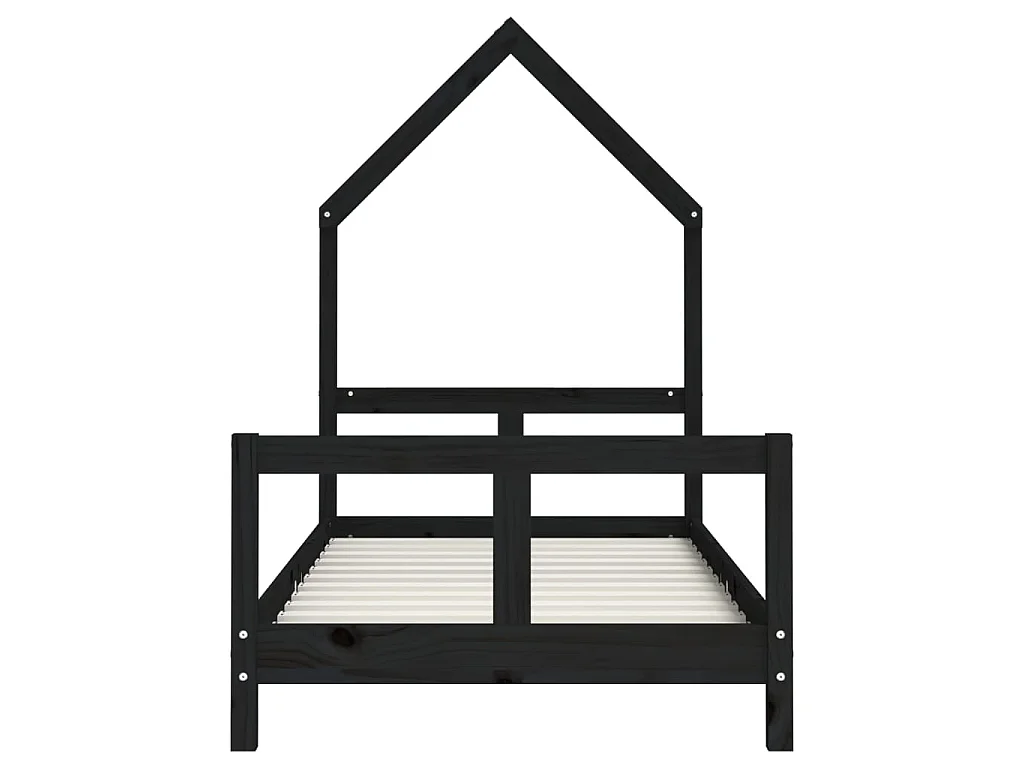 Cama infantil 80x160 cm pinho maciço preto PT284956