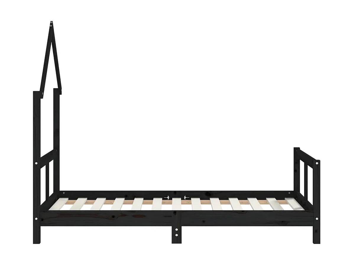 Cama infantil 80x160 cm pinho maciço preto PT284956