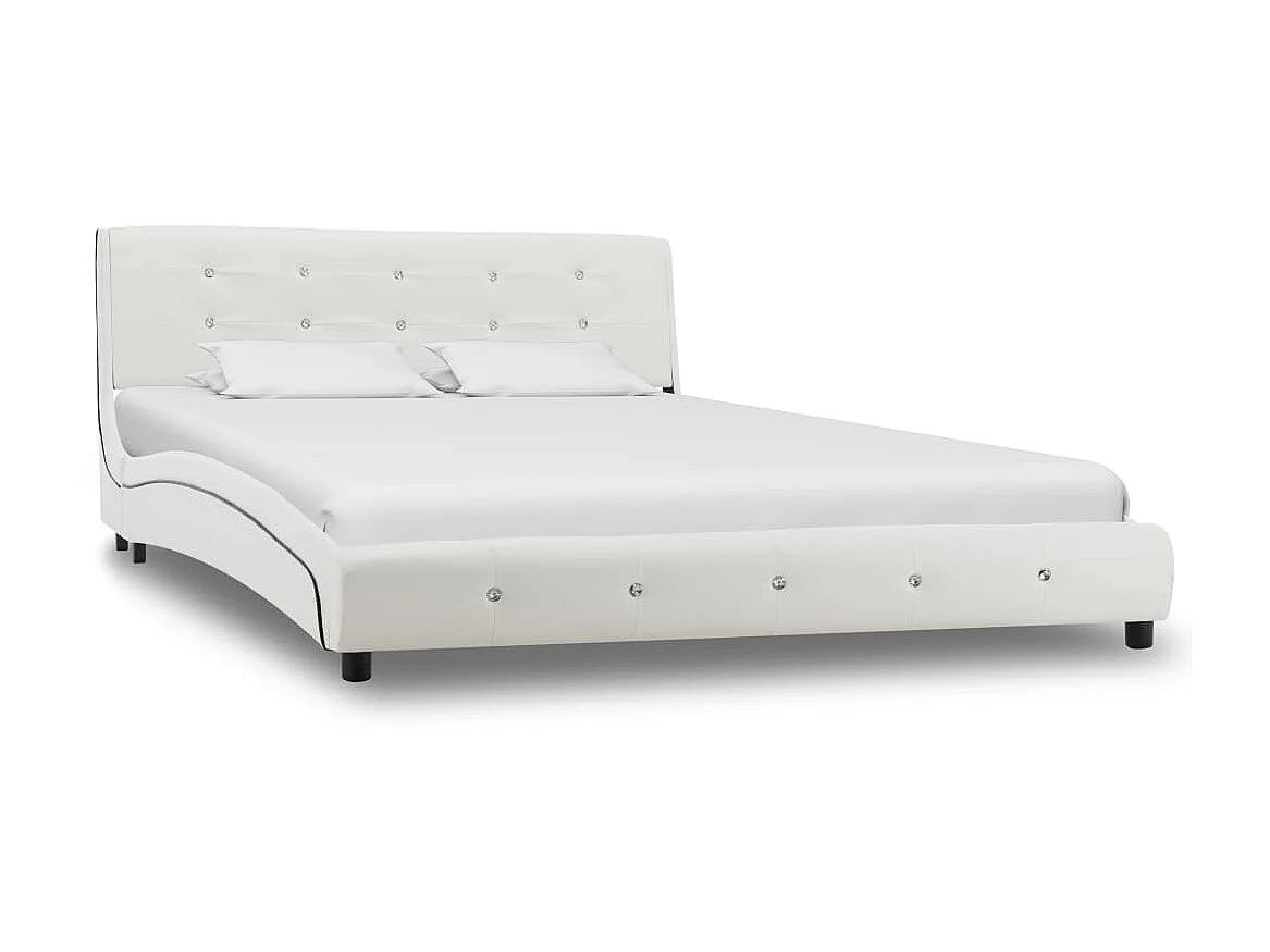 Cama 140x200 cm de cuero sintético blanco ES32307