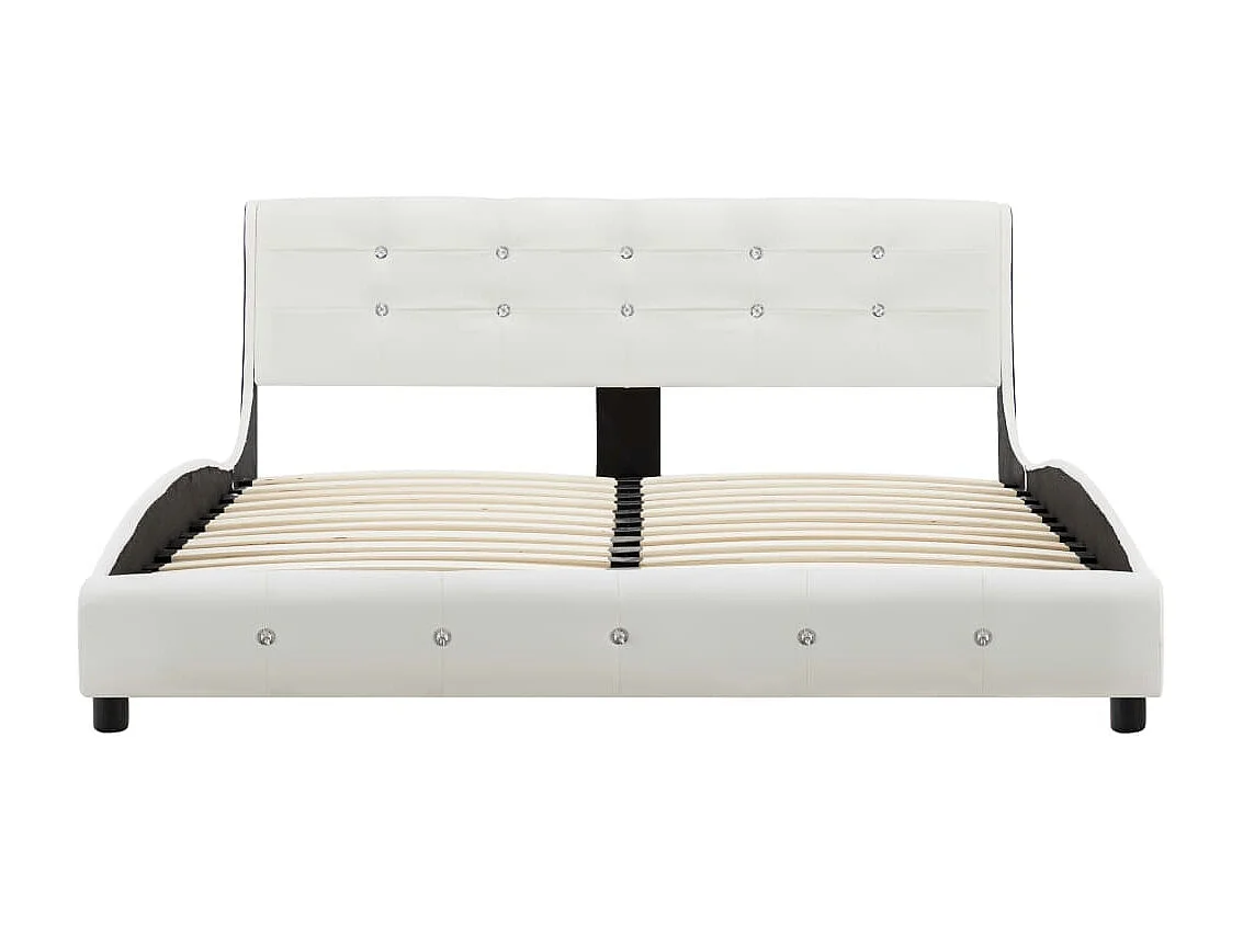 Cama 140x200 cm de cuero sintético blanco ES32307