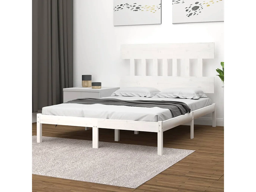 Bedframe massief hout wit 140x200 cm NL89837