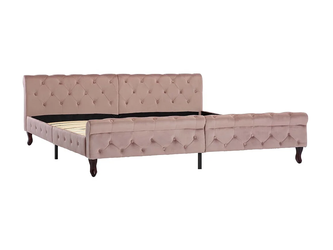 Cama 200x200 cm veludo cor-de-rosa PT560237