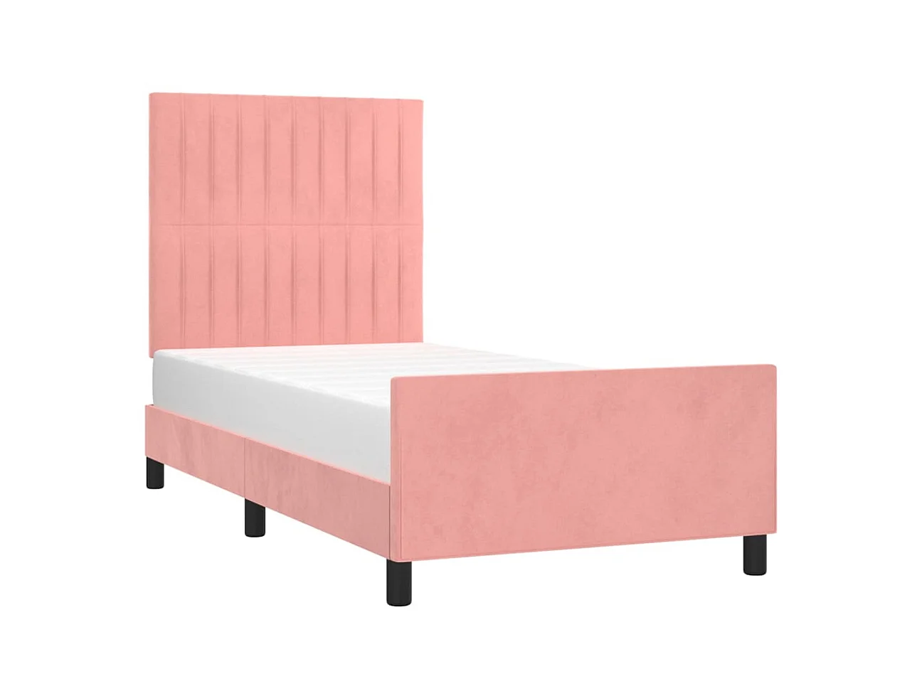Lit-90x190 cm avec tête de lit Rose Velours EGGB23306