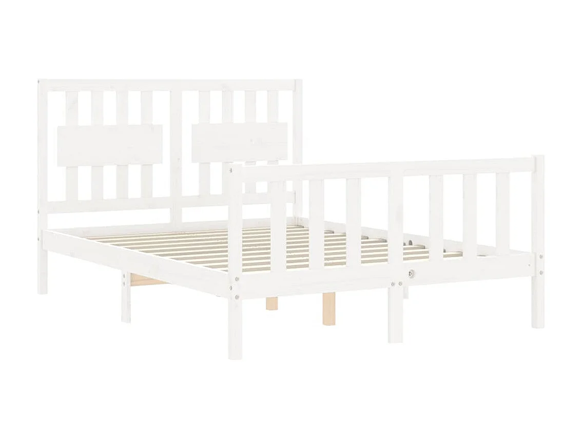 Cama com cabeceira 140x200cm madeira maciça branco PT954232