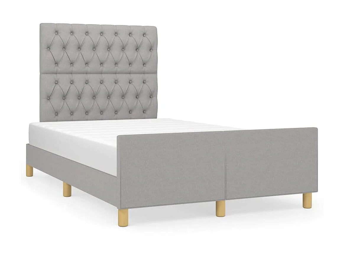 Cama c/ cabeceira 120x200 cm tecido cinza-claro PT691400