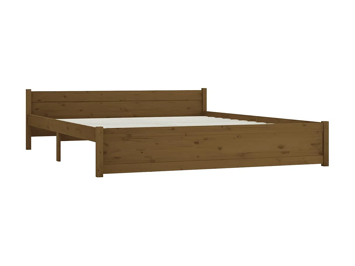 Lit-200x200 cm Marron miel Bois massif EGGB65213