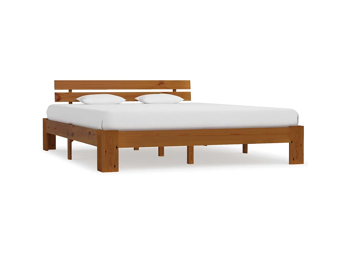 Lit-180x200 cm Marron miel Bois de pin massif EGGB95833