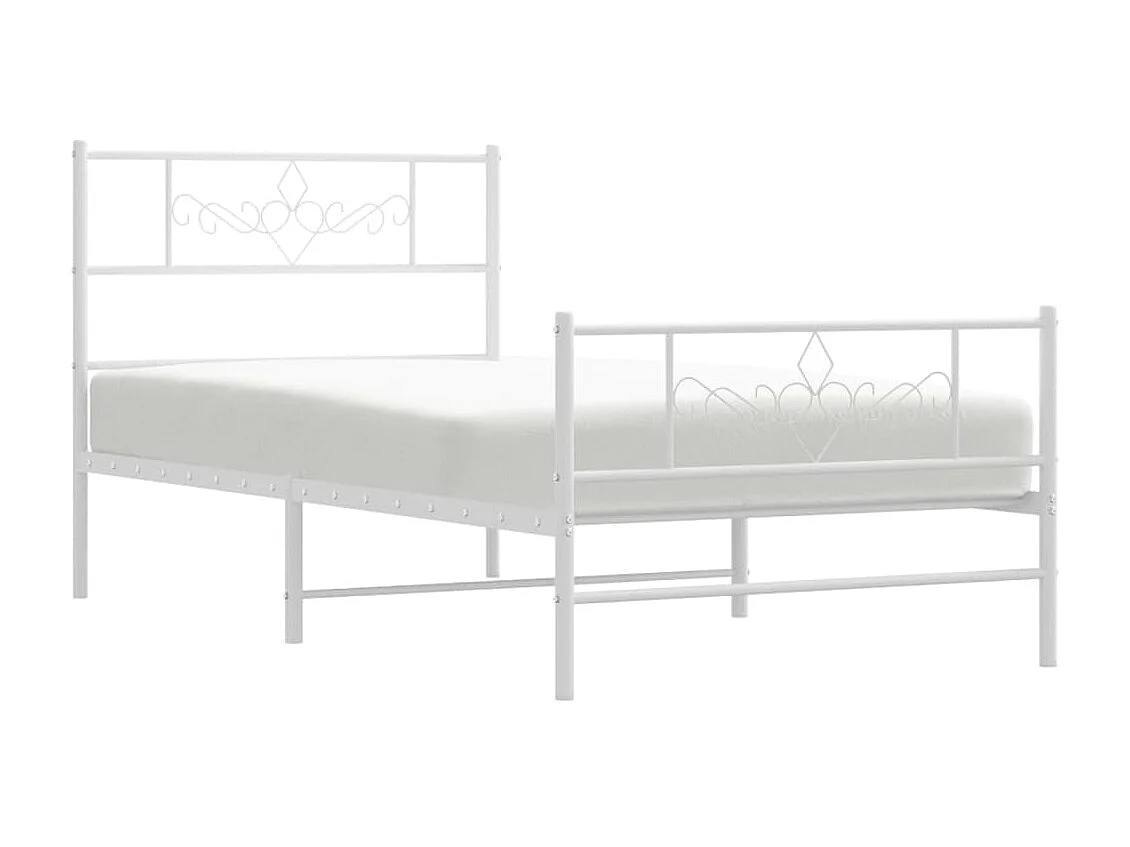 Bedframe met hoofd- en voeteneinde metaal wit 75x190 cm NL62936