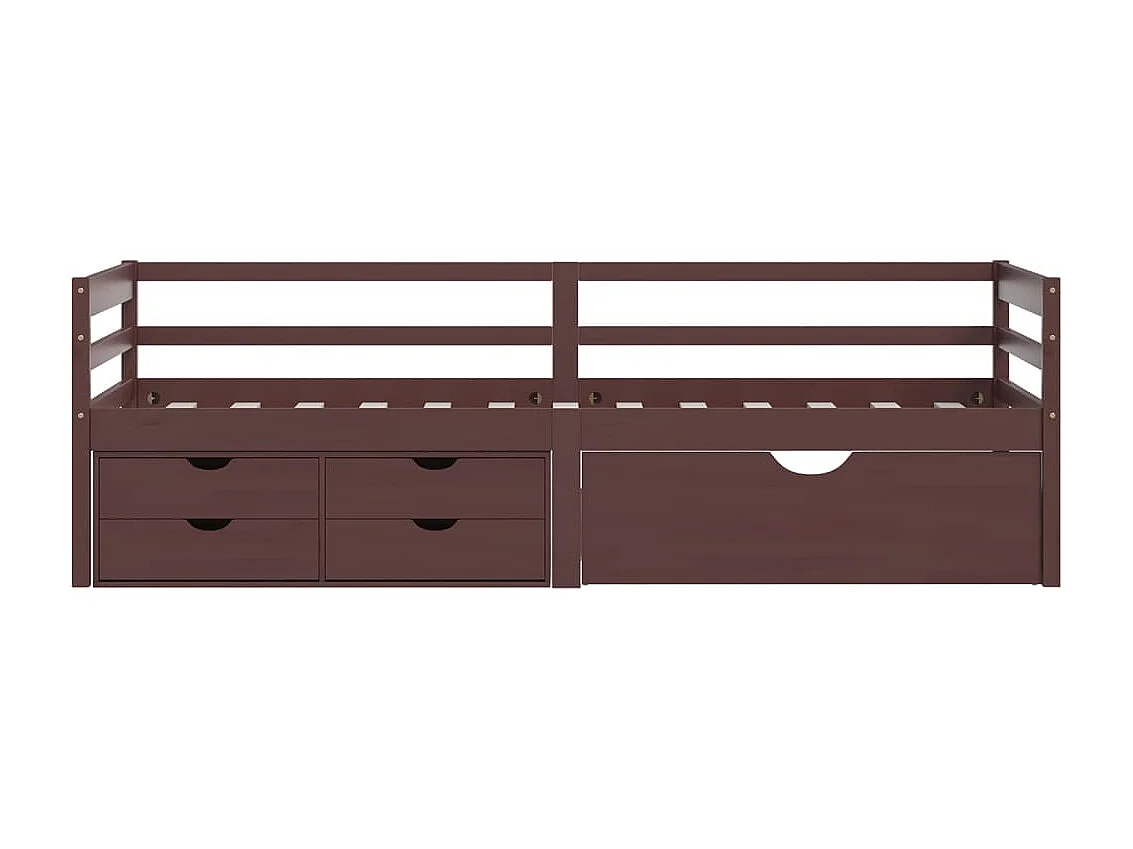 Cama 90x200 cm con cajones y armario madera pino marrón oscuro ES12742