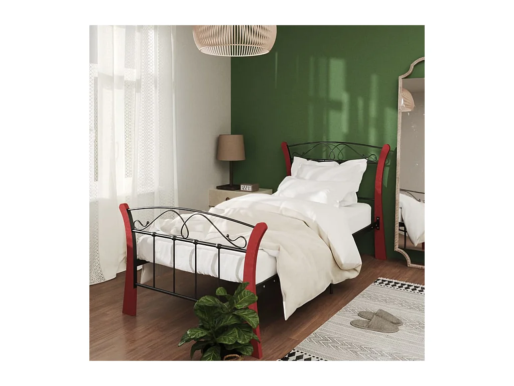Lit-90x200 cm noir métal EGGB77896