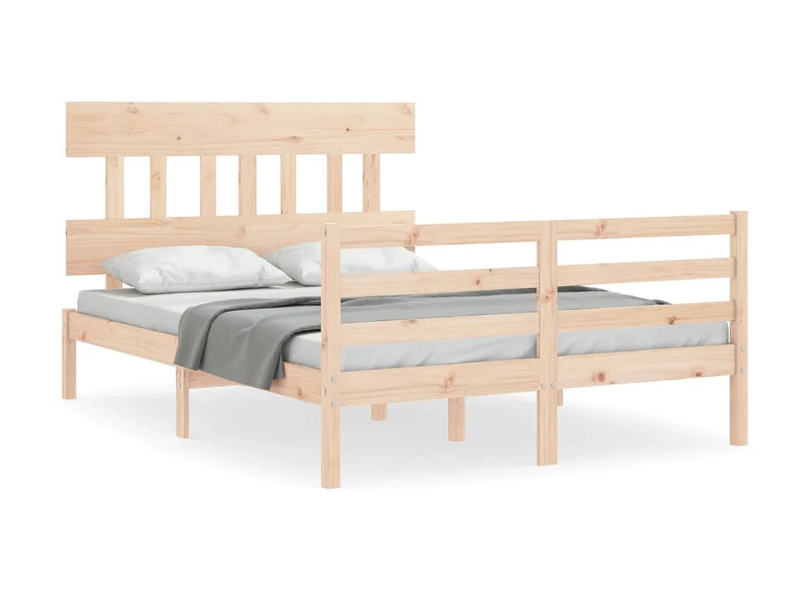 Bedframe met hoofdbord massief hout 140x200 cm NL92039