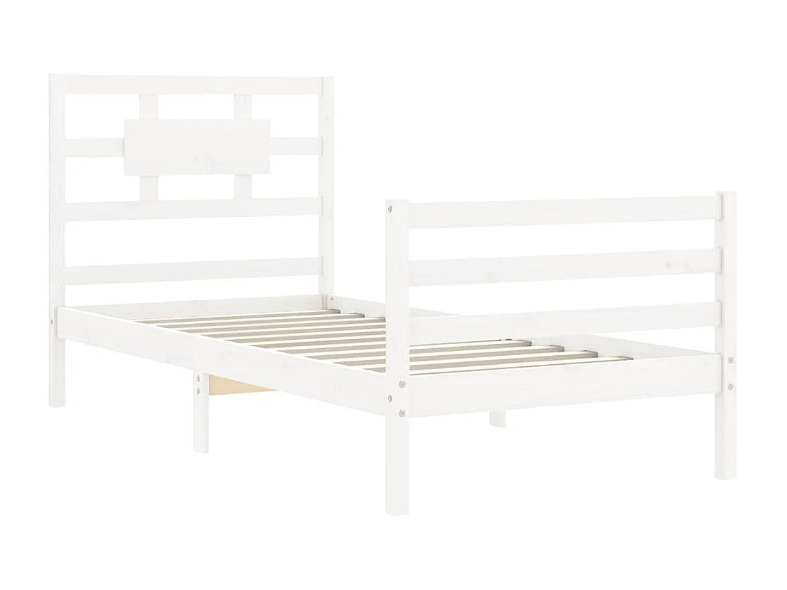 Cama de solteiro c/ cabeceira madeira maciça branco PT578687
