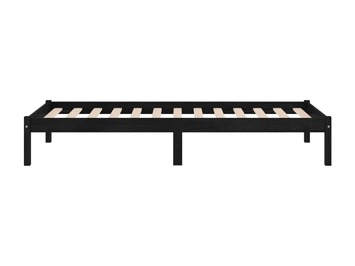 Lit-75x190 cm Noir Bois massif Petit simple EGGB86121