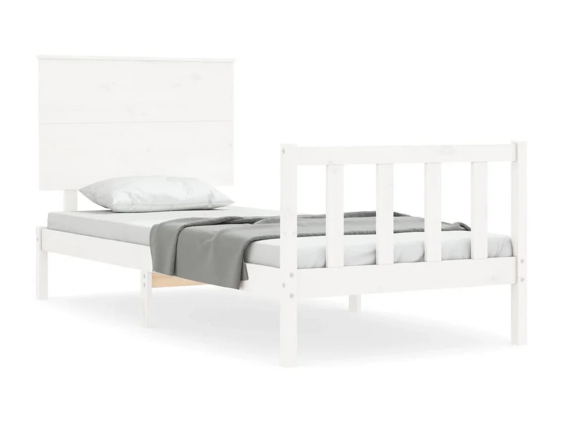 Bedframe met hoofdbord massief hout wit 90x200 cm NL64565