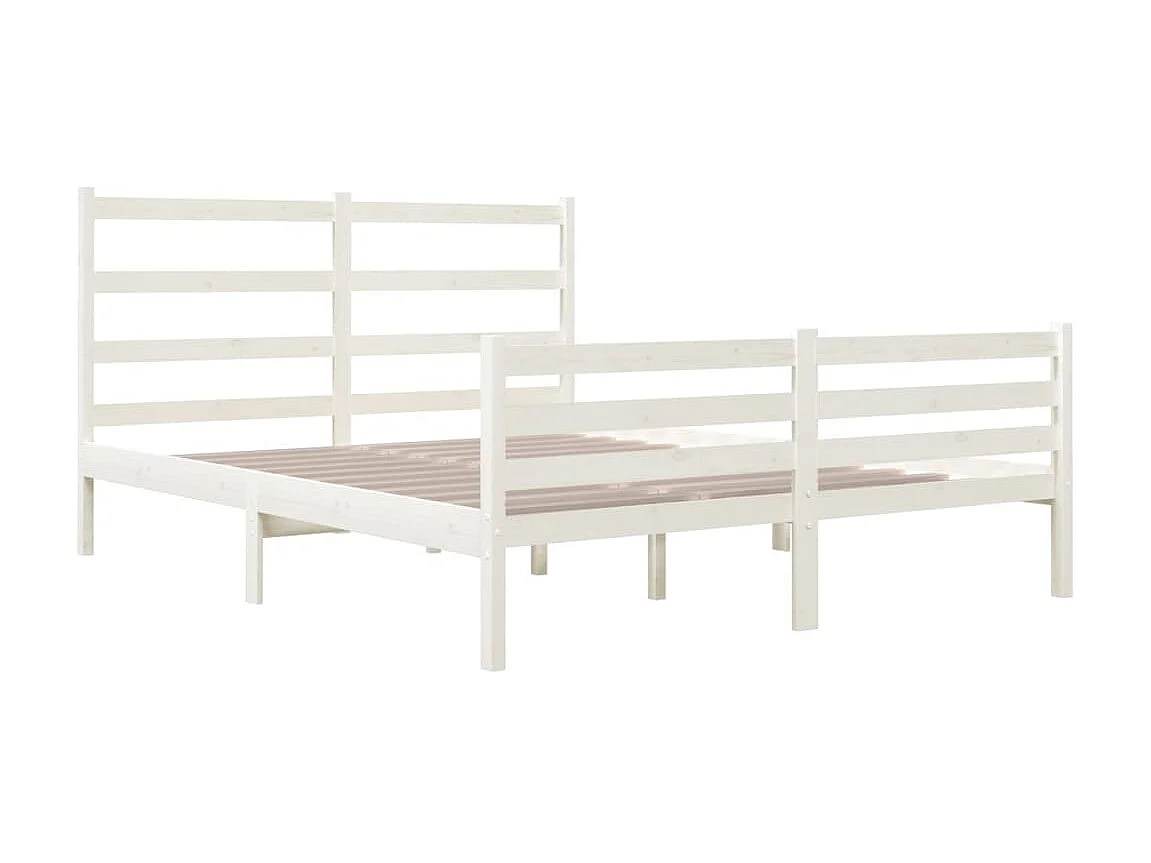 Lit-120x190 cm Blanc Bois de pin massif Petit Double EGGB36739