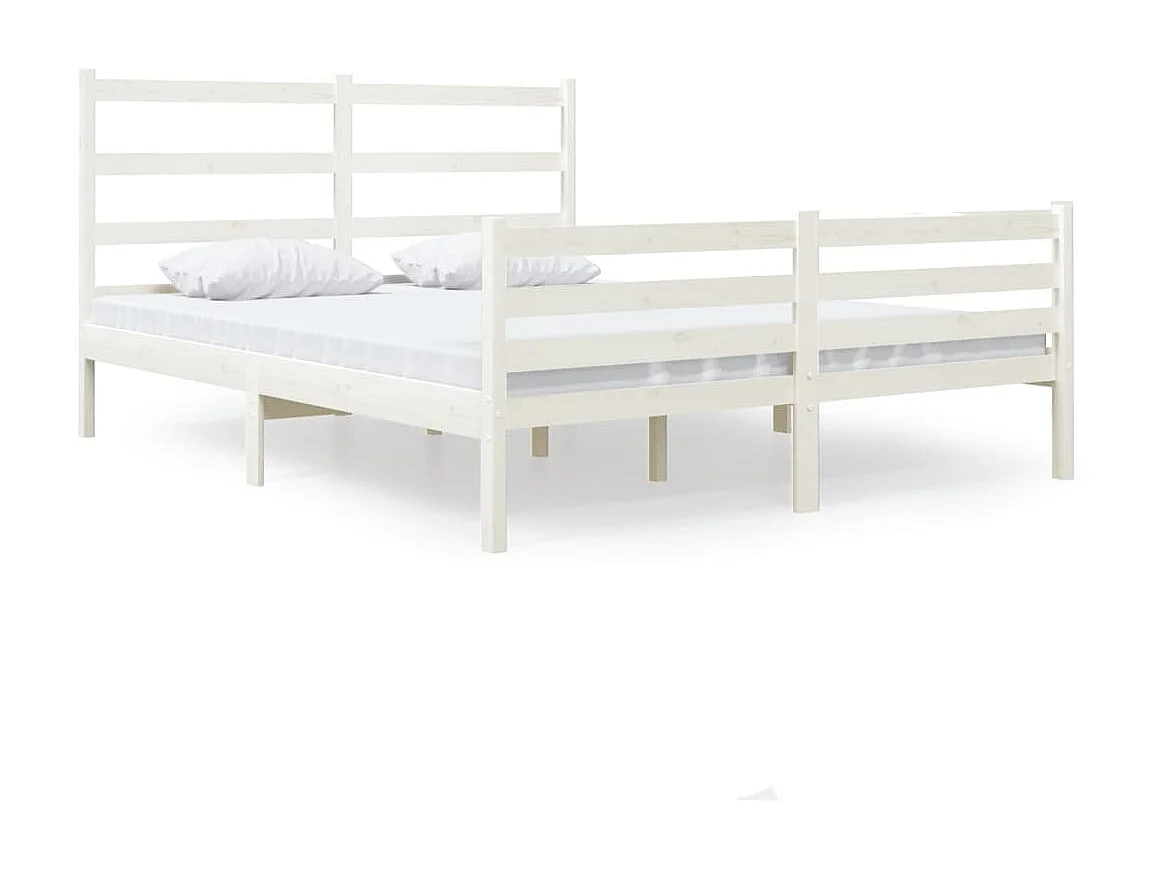 Lit-120x190 cm Blanc Bois de pin massif Petit Double EGGB36739