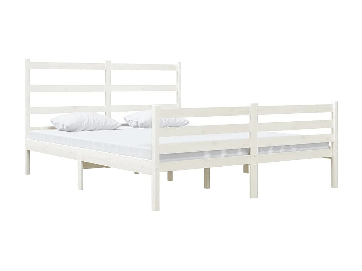 Lit-120x190 cm Blanc Bois de pin massif Petit Double EGGB36739