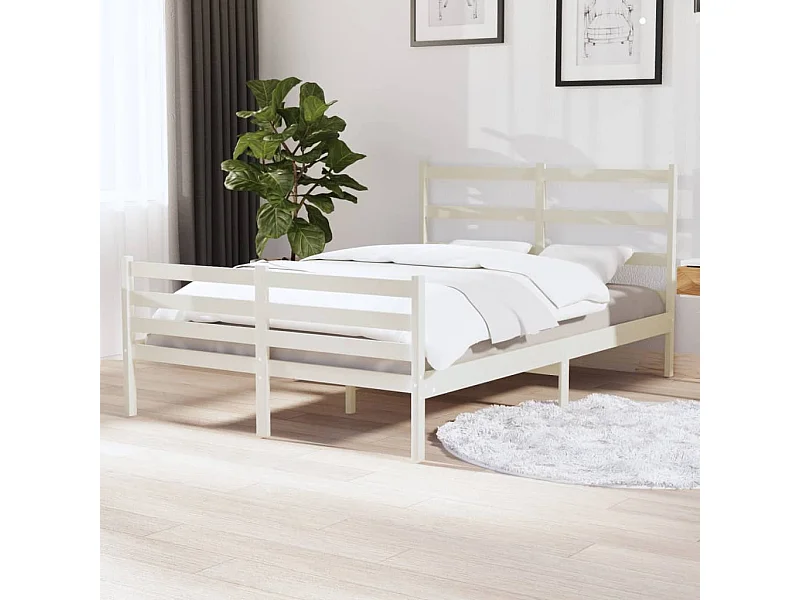 Lit-120x190 cm Blanc Bois de pin massif Petit Double EGGB36739