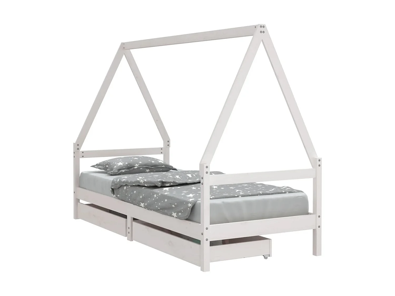 Cama infantil c/ gavetas 80x200cm pinho maciço branco PT963729