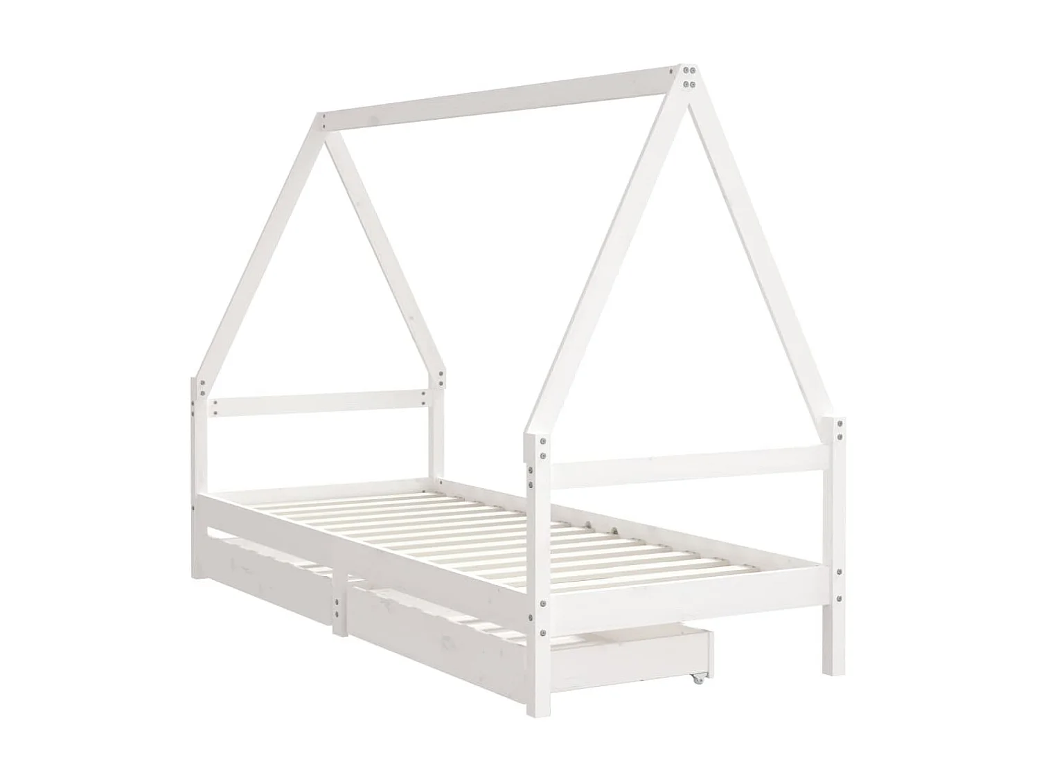 Lit-80x200 cm enfant tiroirs blanc bois de pin massif EGGB42139