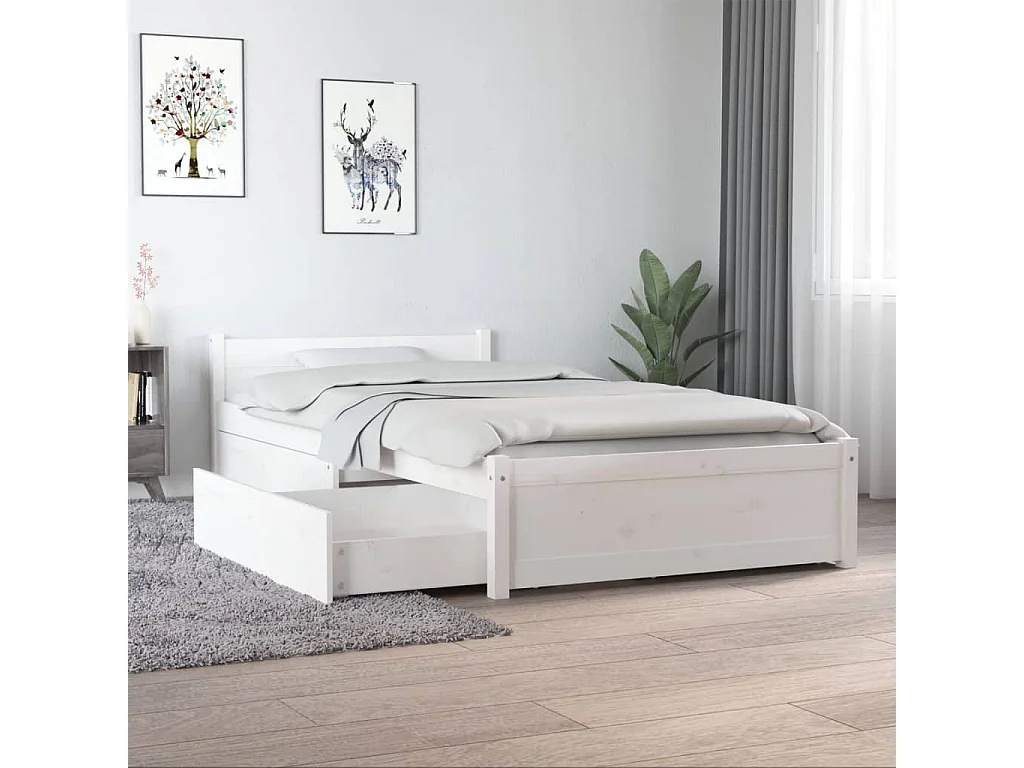 Cama 90x190 cm individual con cajones blanco ES52496