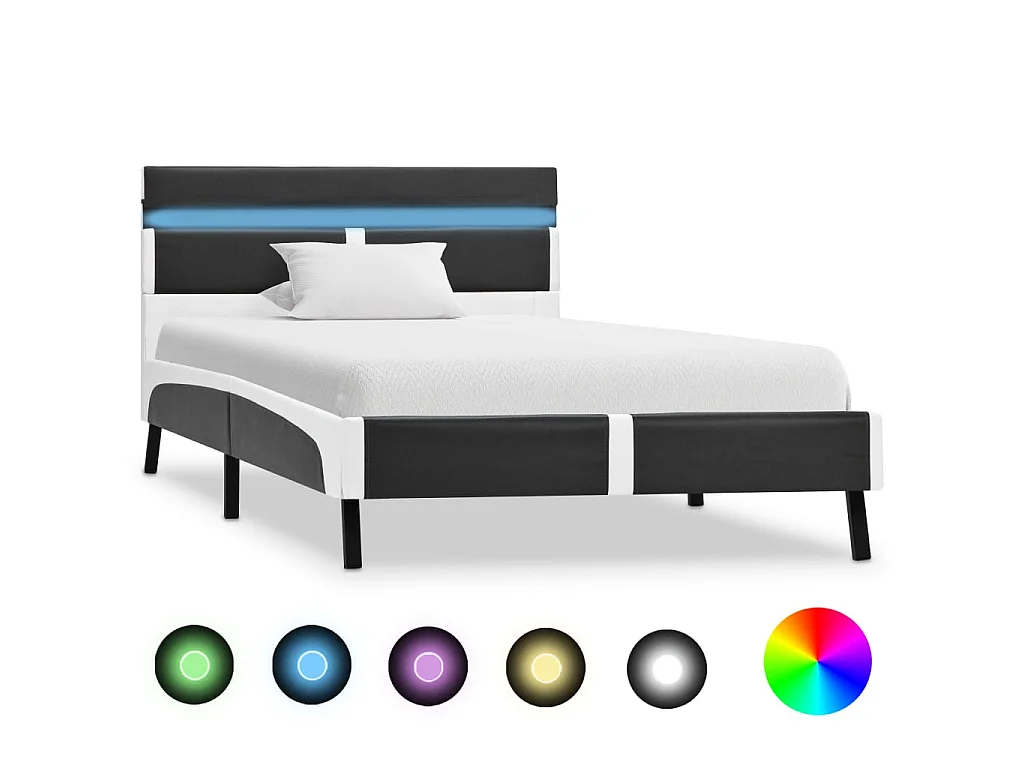 Lit-90x200 cm avec LED Gris Similicuir EGGB21916