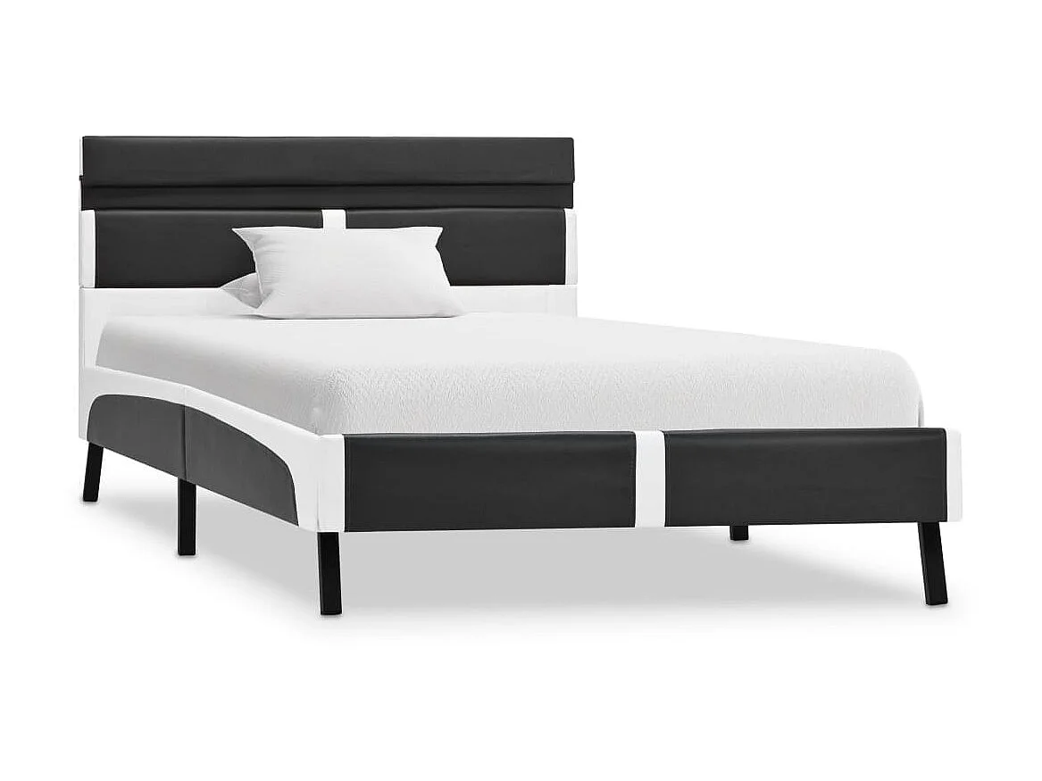 Lit-90x200 cm avec LED Gris Similicuir EGGB21916