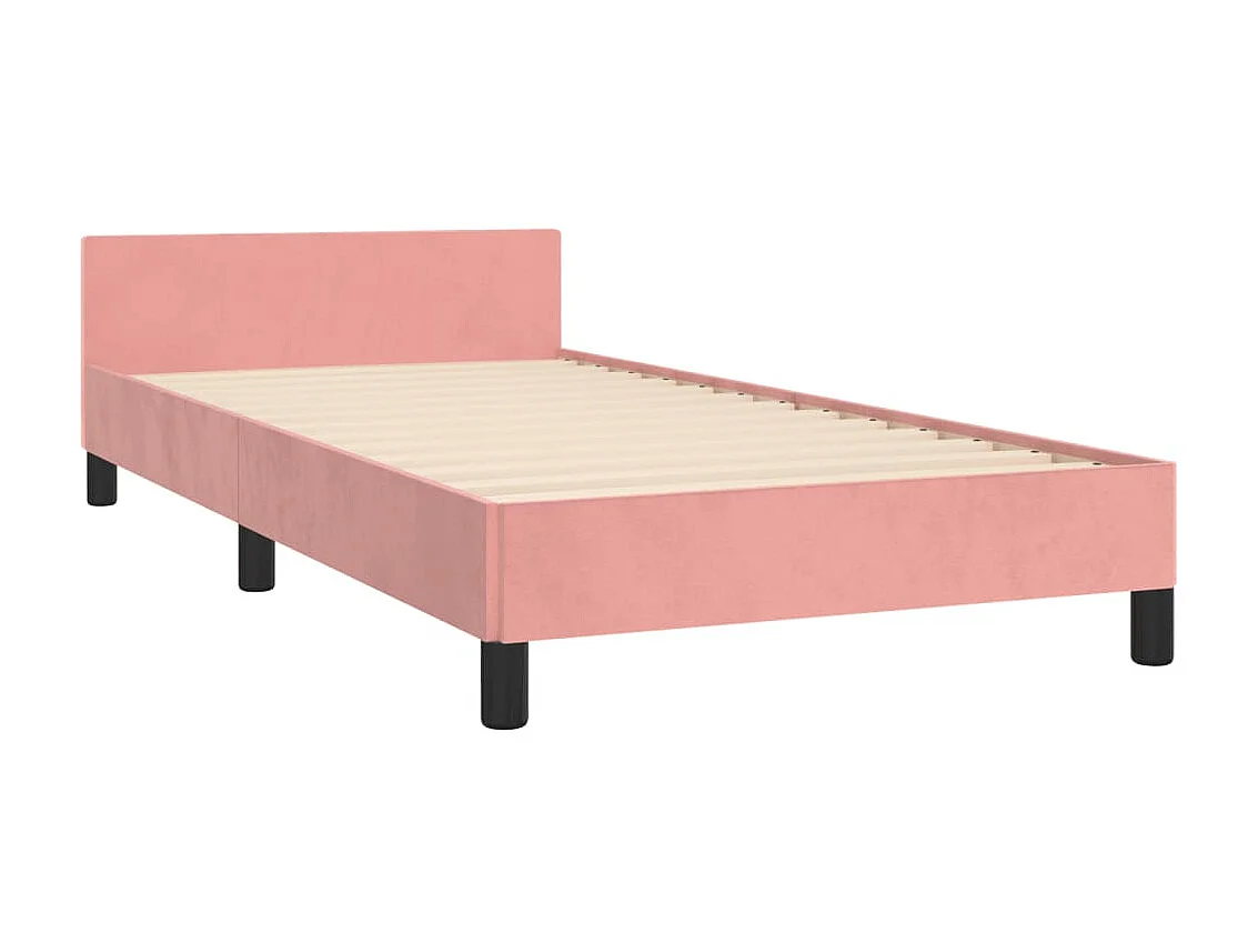 Cama c/ cabeceira 100x200 cm veludo rosa PT120580