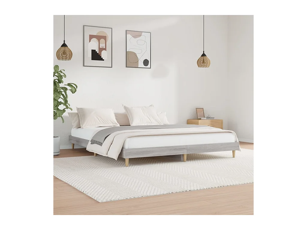 Lit-200x200 cm sonoma gris bois d'ingénierie EGGB66128