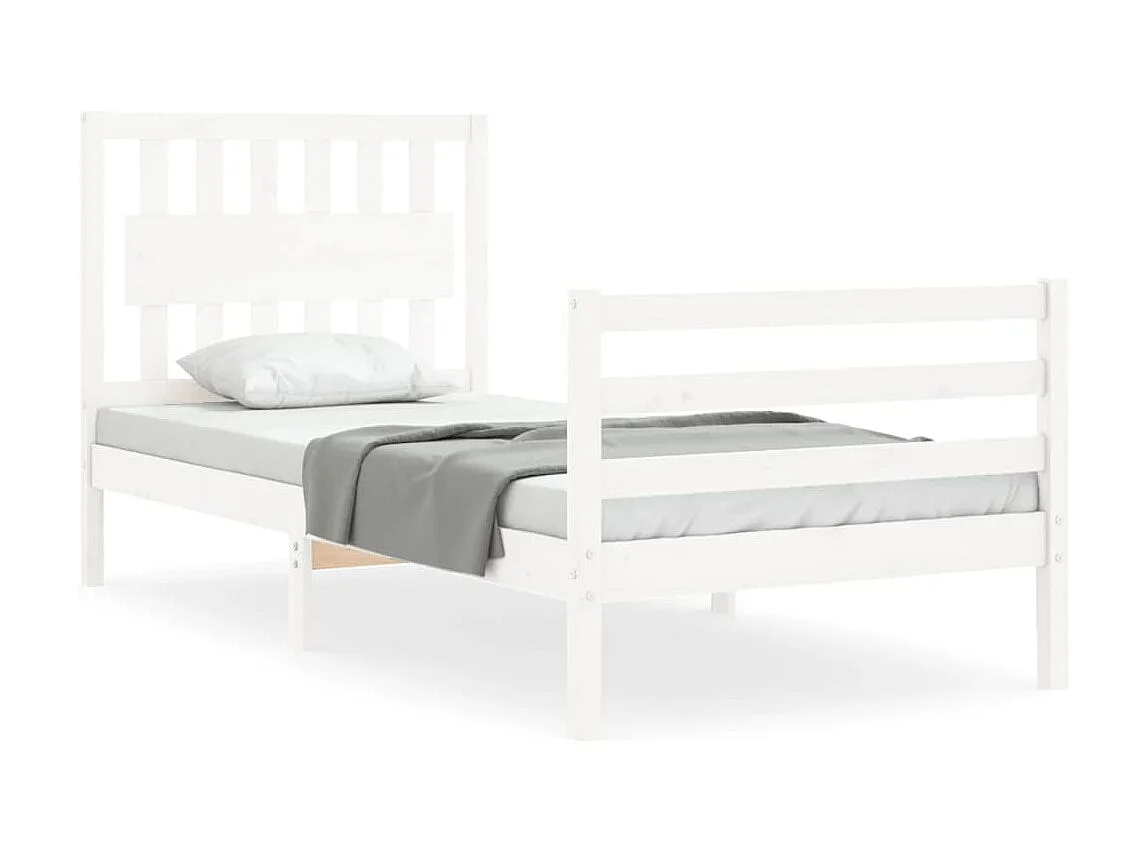Bedframe met hoofdbord massief hout wit NL87032