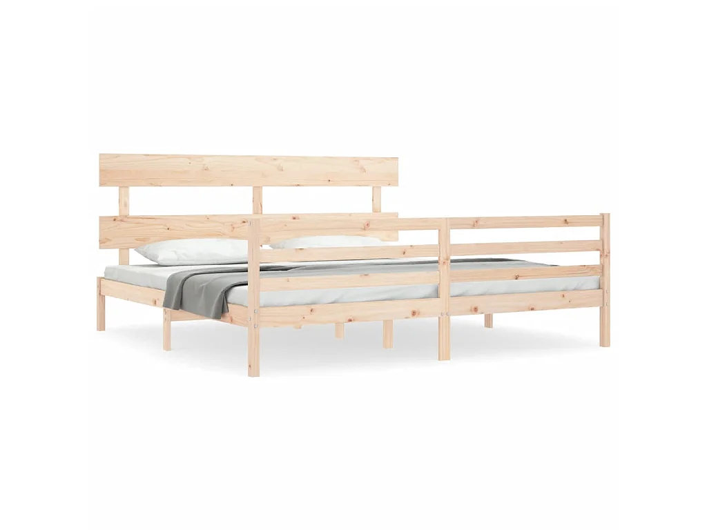 Lit-200x200 cm avec tête de lit bois massif EGGB91900