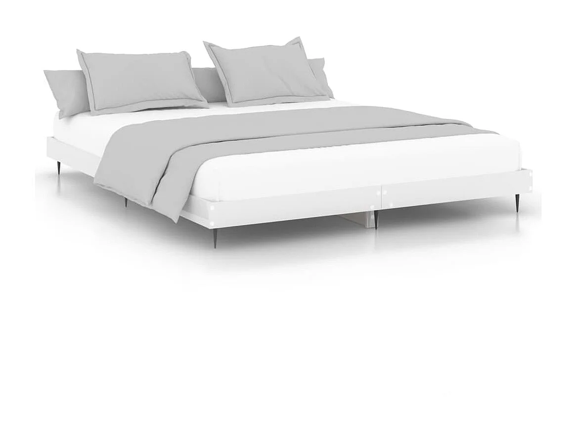 Lit-180x200 cm blanc brillant bois d'ingénierie EGGB29659