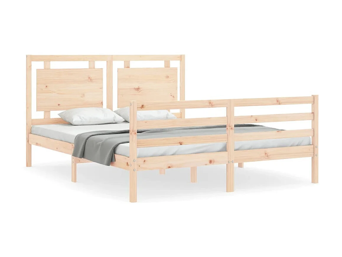 Lit-150x200 cm avec tête de lit king size bois massif EGGB24332