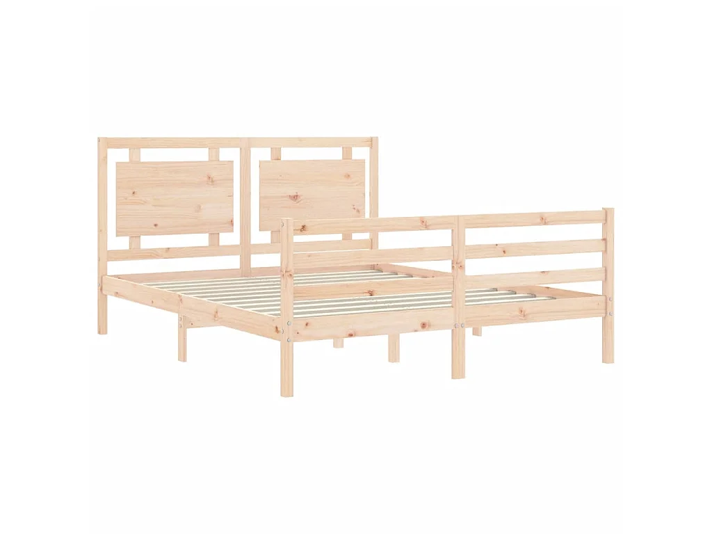 Lit-150x200 cm avec tête de lit king size bois massif EGGB24332