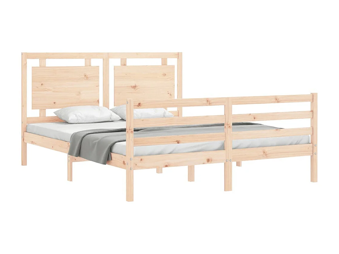Lit-150x200 cm avec tête de lit king size bois massif EGGB24332