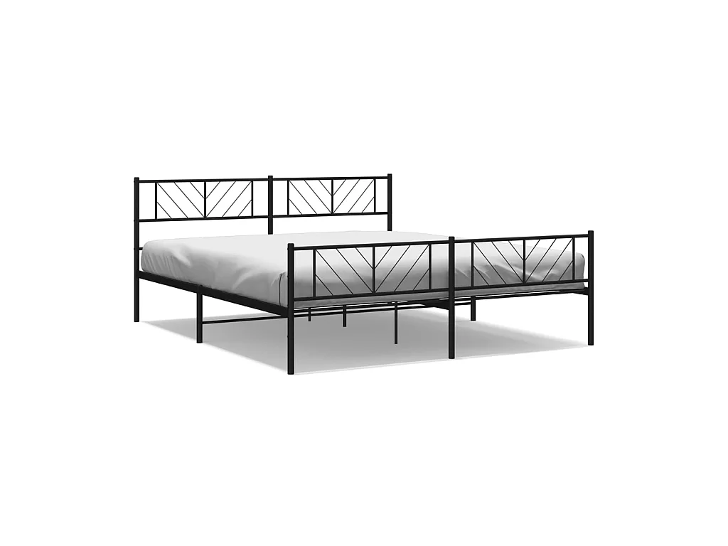 Cama 200x200 cm cabecero y estribo metal negro ES23893