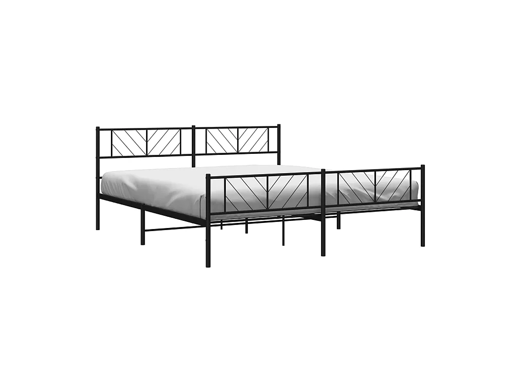 Cama 200x200 cm cabecero y estribo metal negro ES23893
