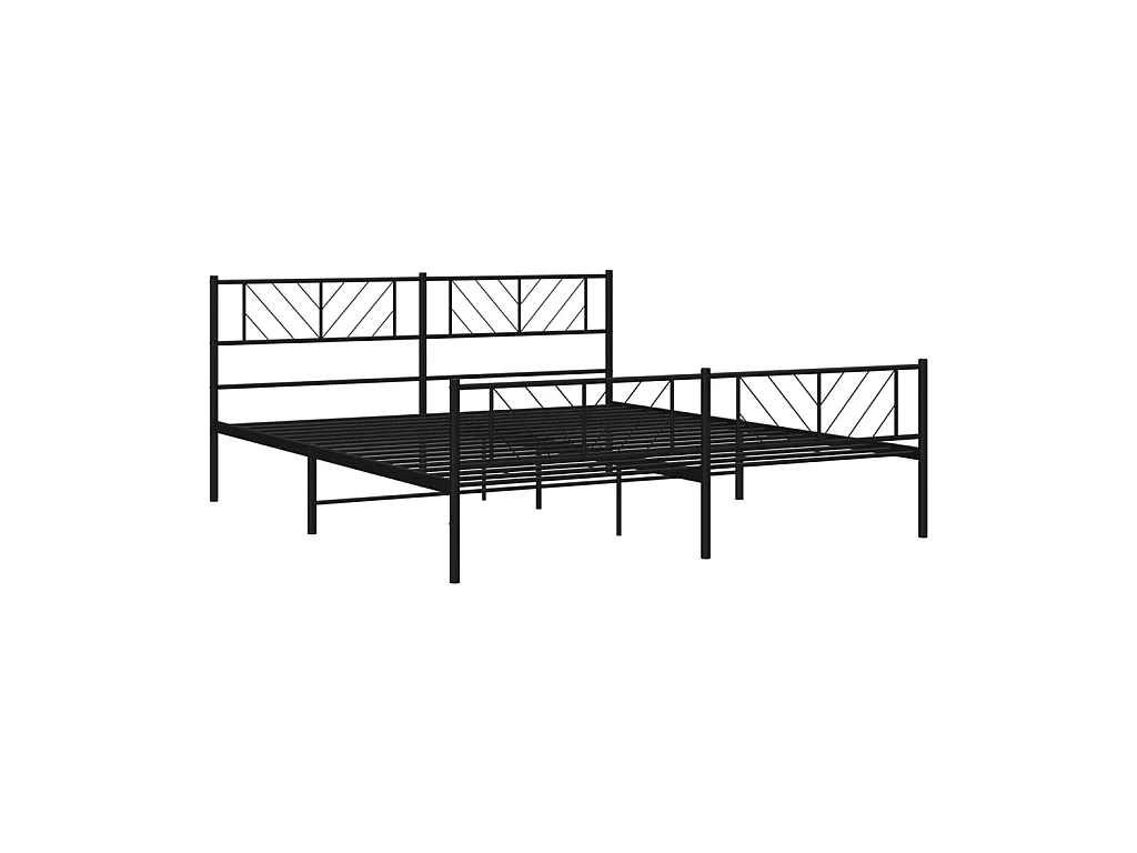 Cama 200x200 cm cabecero y estribo metal negro ES23893