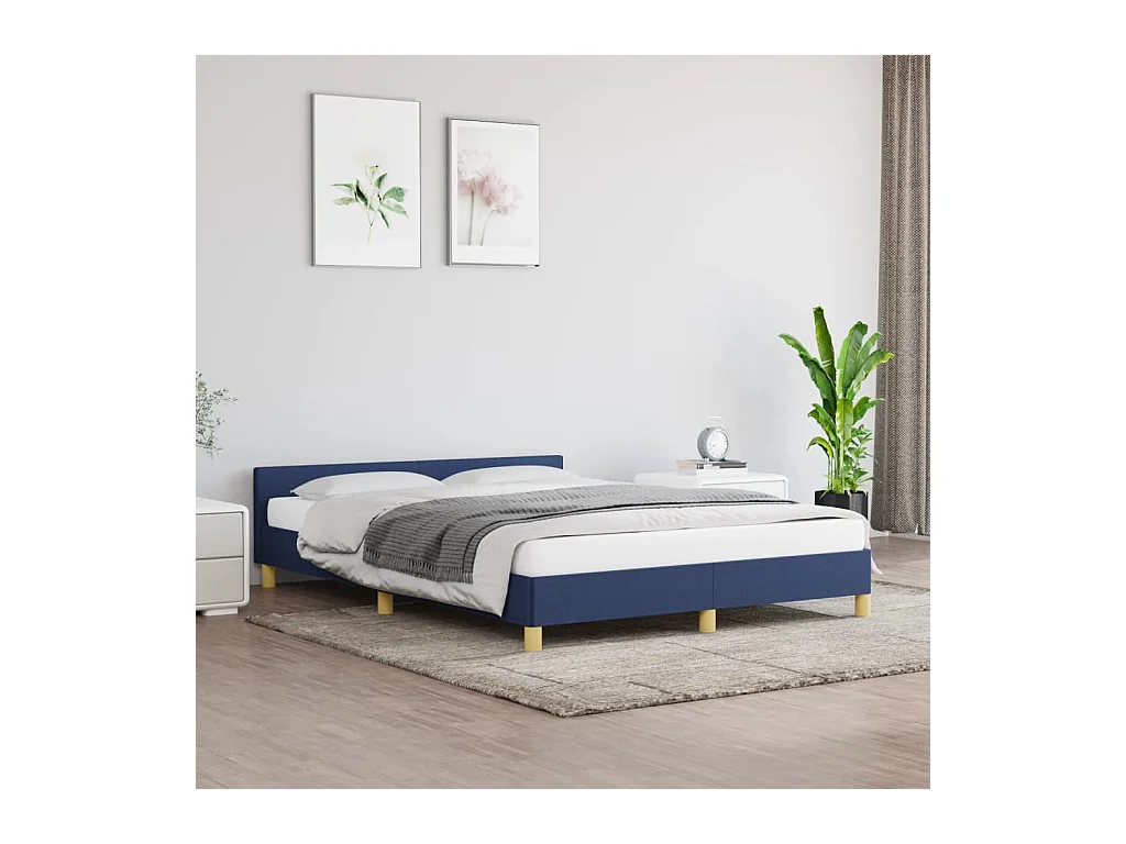 Lit-140x190 cm avec tête de lit Bleu Tissu EGGB50300