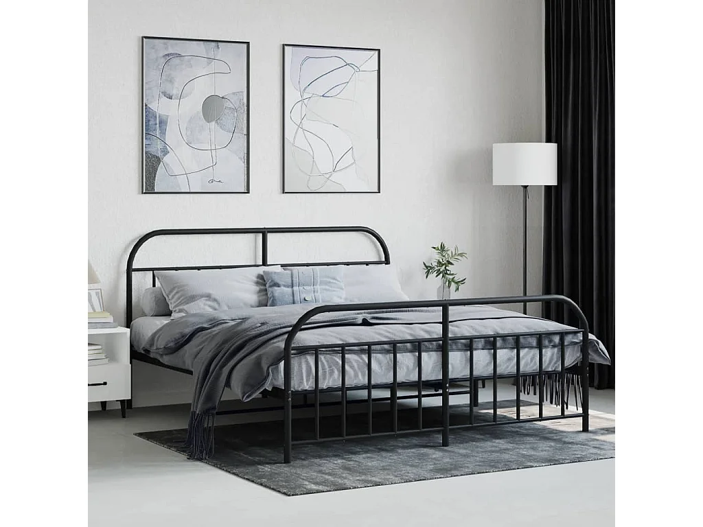 Bedframe met hoofd- en voeteneinde metaal zwart 183x213 cm NL19554