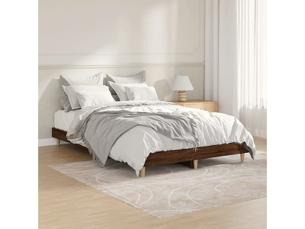 Lit-120x190 cm chêne marron bois d'ingénierie EGGB17574