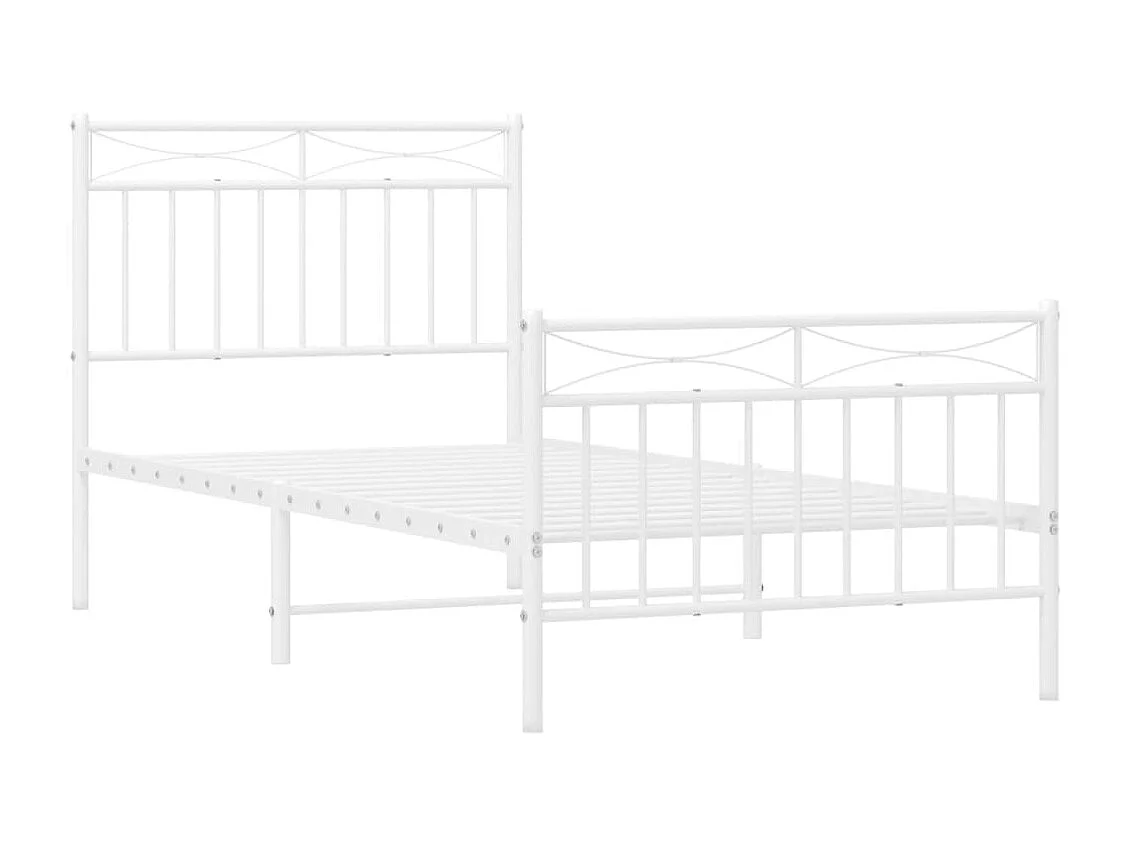 Cama 90x190 cm metal con cabecero y pie cama blanca ES73491
