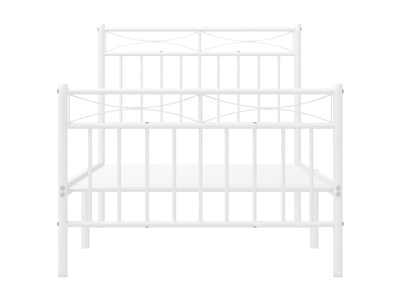 Cama 90x190 cm metal con cabecero y pie cama blanca ES73491
