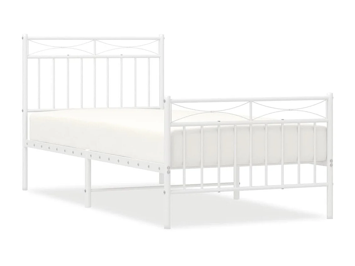 Lit-90x190 cm métal avec tête de lit/pied de lit blanc EGGB51822