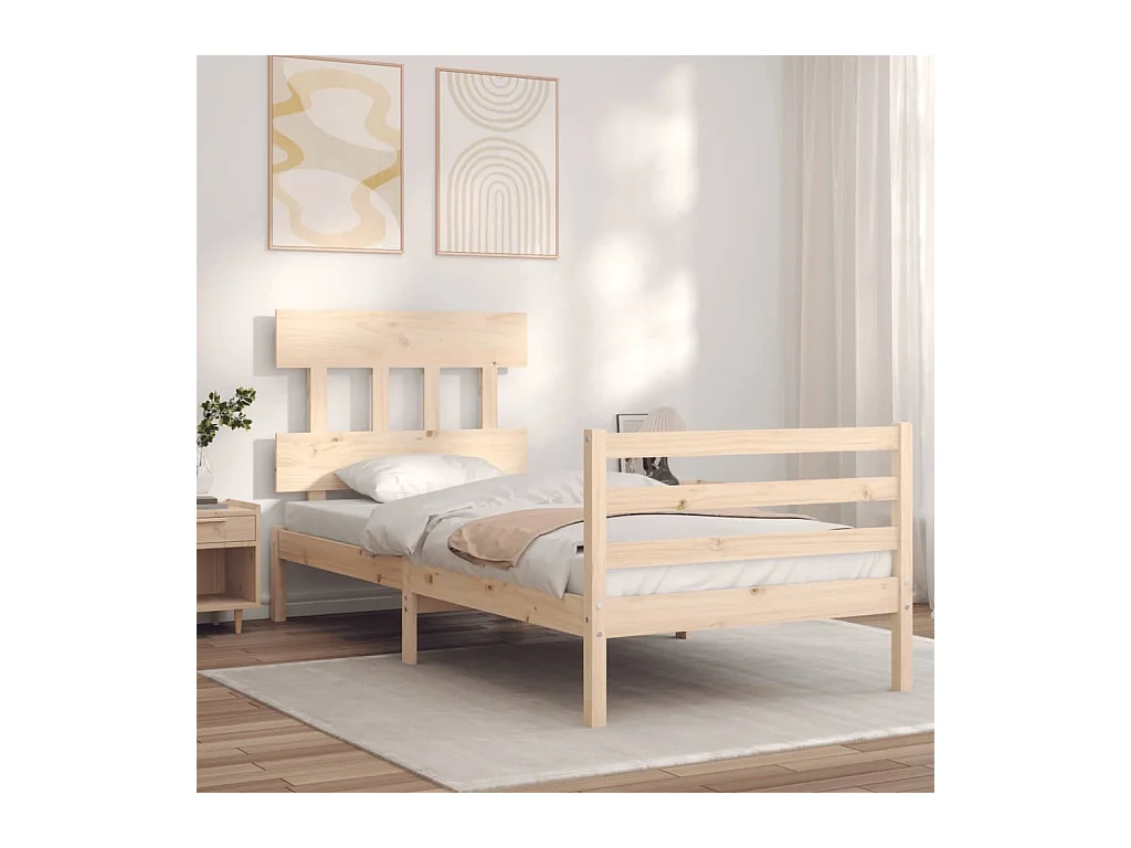 Lit-90x200 cm avec tête de lit bois massif EGGB65311